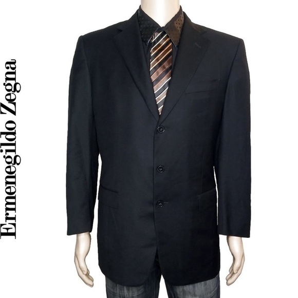 Ermenegildo Zegna Black three button blazer Neiman Marcus SZ 54L - Picture 3 of 8